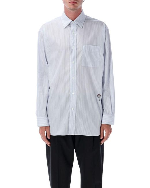 Bottega Veneta Blue Stripe Cotton Poplin Shirt for men