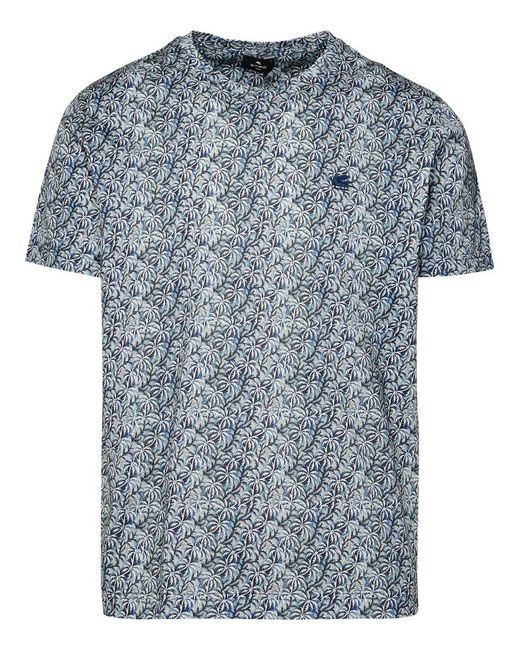 Etro Blue Cotton T-Shirt for men