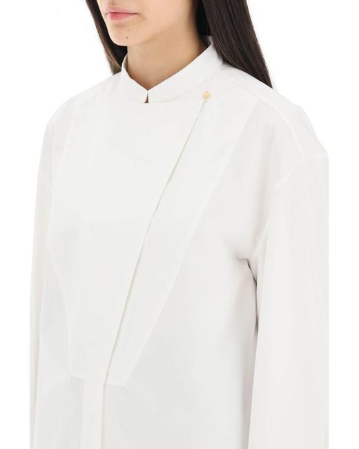 Jil Sander White Long-Sleeved Shirt With Plastron