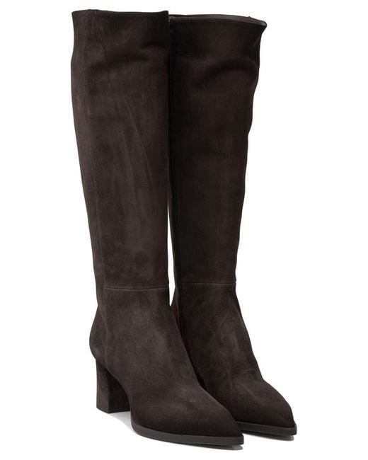 Santoni Black Suede Boots 65 Mm