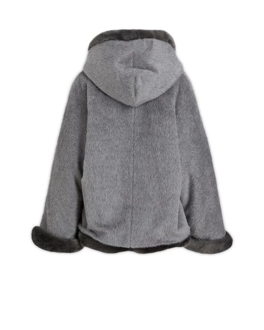 Alberta Ferretti Gray Oversized Hooded Jacket