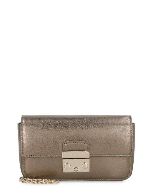 Furla Brown Metropolis Leather Mini Crossbody Bag