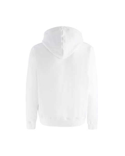 DSquared² White Icon Paint-splatter Cotton Hoodie for men