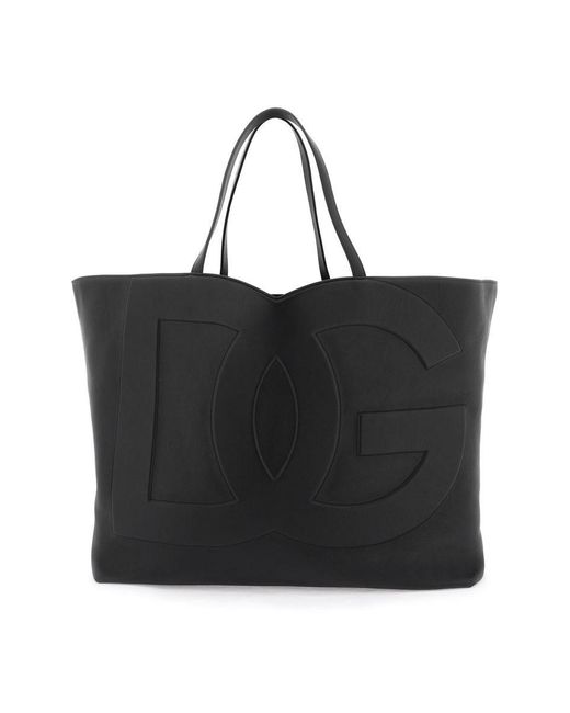 Dolce & Gabbana Black Large Dg Logo Shopping Bag for men