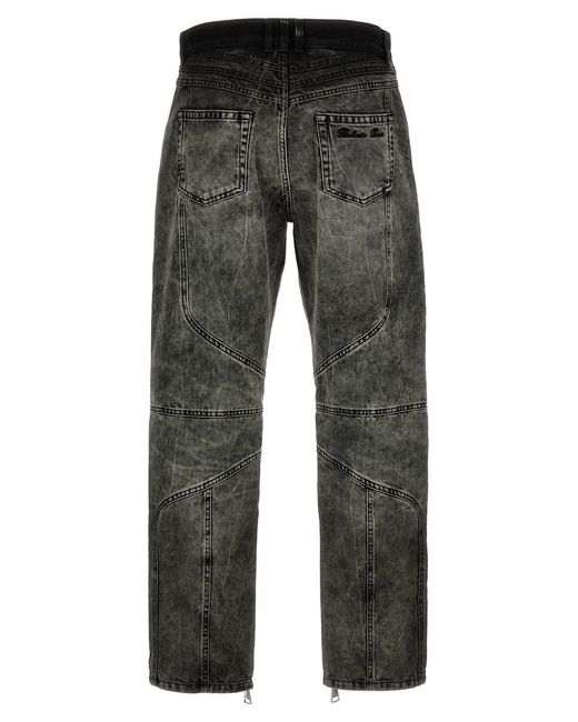 Balmain Gray Bleached Motor Denim Jeans for men