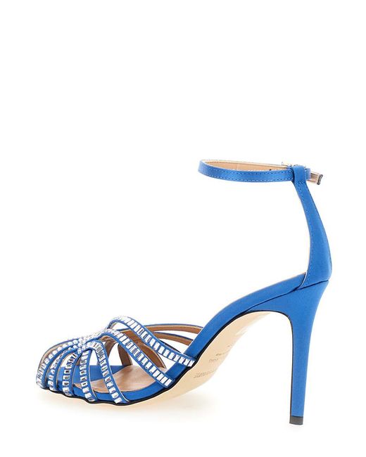 Semicouture Blue Light Sandals With Baguette Rhinestones