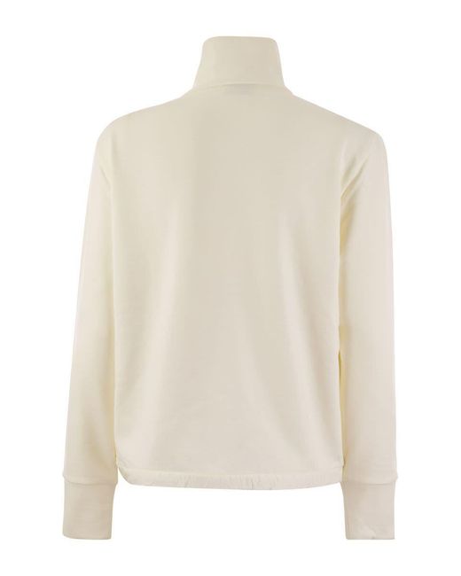 Moncler Natural Padded Sweatshirt With Tennis-Style Logo