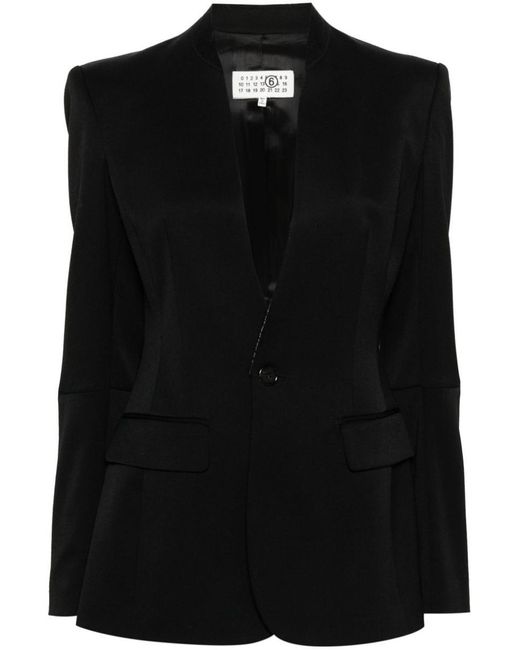 MM6 by Maison Martin Margiela Black Single-Breasted Blazer With Contrasting Stitching