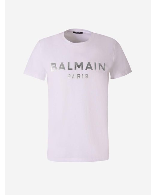 Balmain Pink Printed Logo T-shirt for men