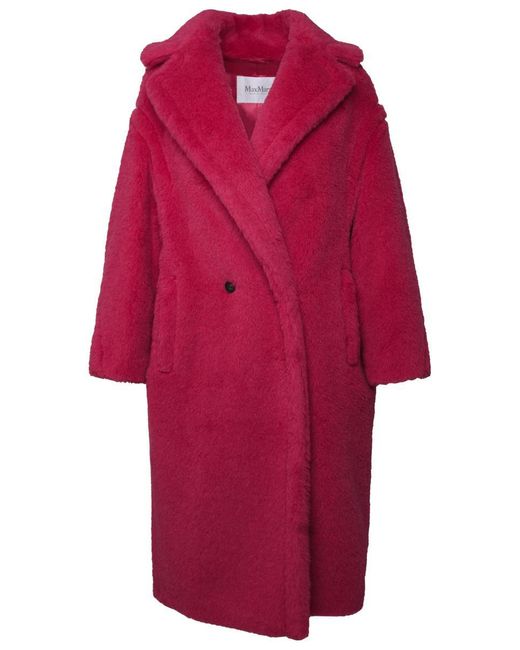 Max Mara Red Fuchsia Alpaca Blend Tedgirl Coat