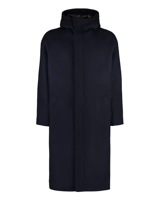 Emporio Armani Blue Wool Blend Coat for men