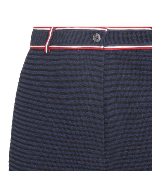 Thom Browne Navy Blue Cotton Blend Shorts
