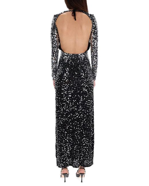 Rabanne Black Long Dress With Sequins