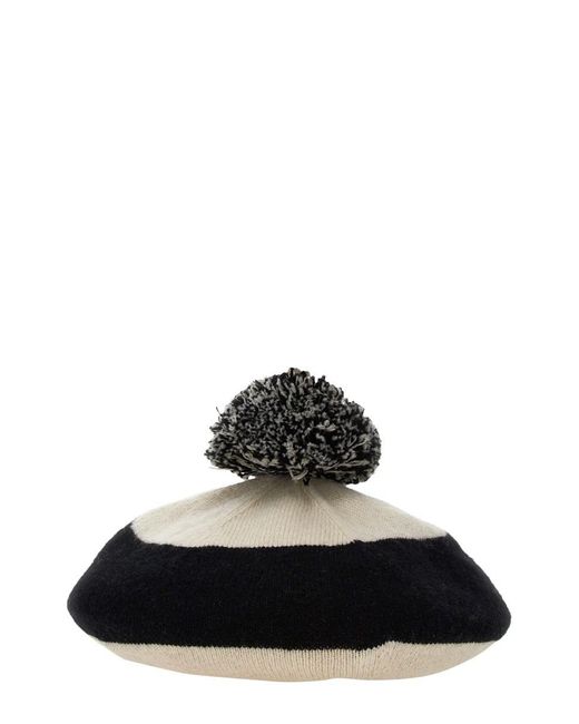 Margaret Howell Black Hat With Pom Pom
