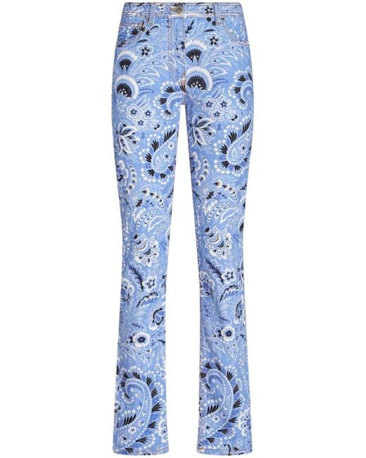 Etro Blue Printed Denim Jeans