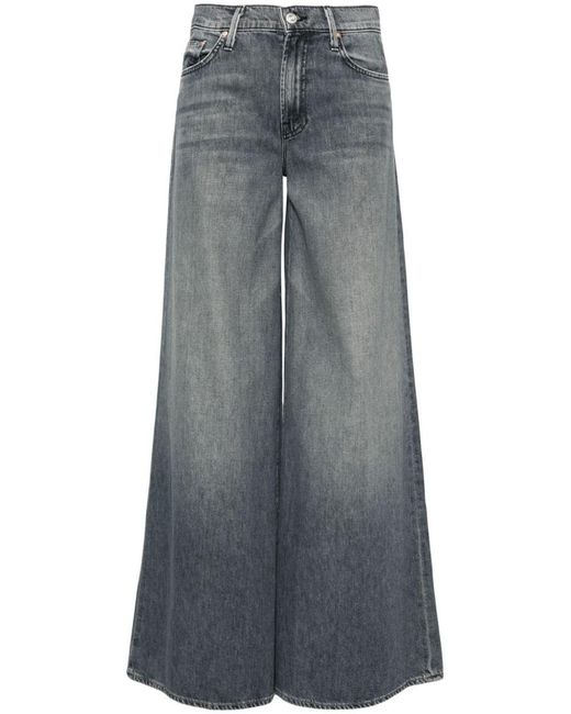 Mother Gray The Swisher Sneak Mid-rise Wide-leg Jeans