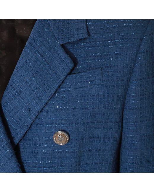 Versace Blue Cobalt Cotton Blend Blazer