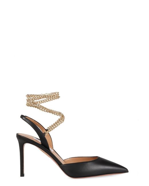 Aquazzura Black Flash Leather Pumps