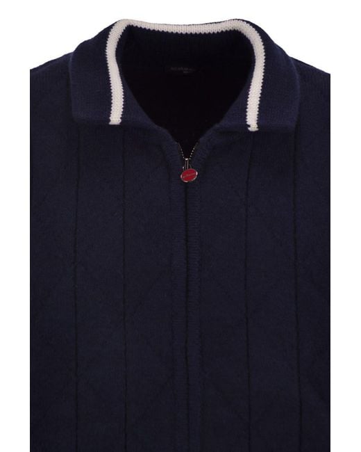 Kiton Blue Cashmere Bomber Jacket for men