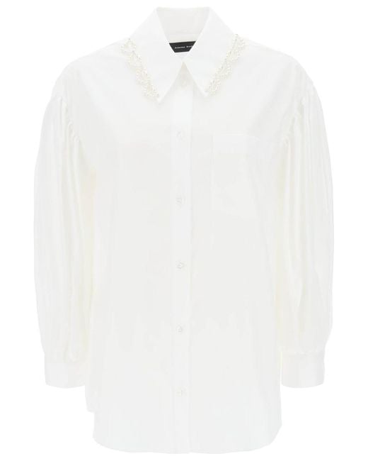Simone Rocha White Puff Sleeve Shirt With Embellishment