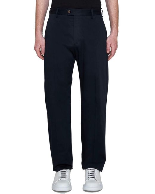 Alexander McQueen Blue Chino Pants With Logo Lettering On The for men