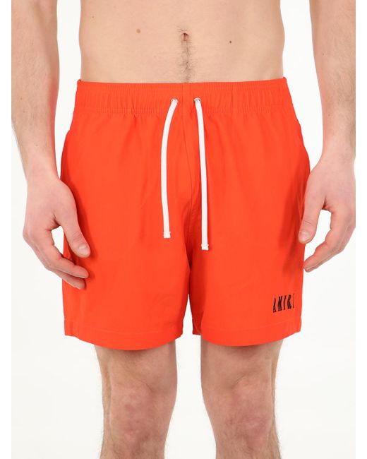Amiri Synthetic Orange Swim Shorts for Men Lyst