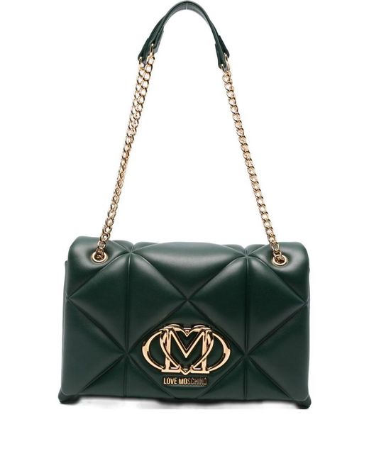 Love Moschino Women's Green Quilted Shoulder Bag