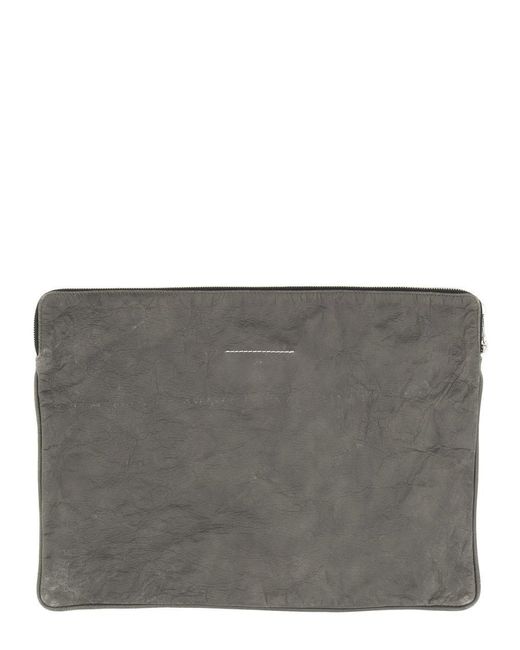 MM6 by Maison Martin Margiela Gray Leather Pouch