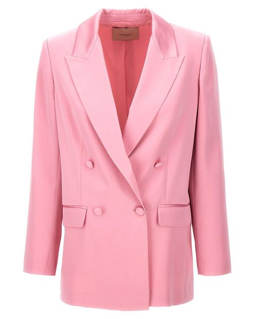 Twin Set Pink Double-Breasted Blazer