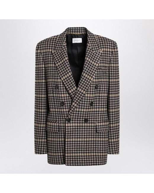 Saint Laurent Black Double-Breasted Checked Jacket