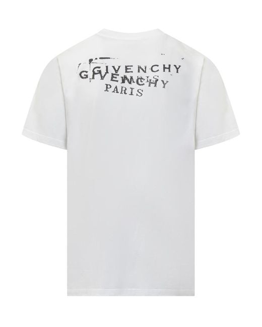 Givenchy White Distressed Logo T-Shirt for men