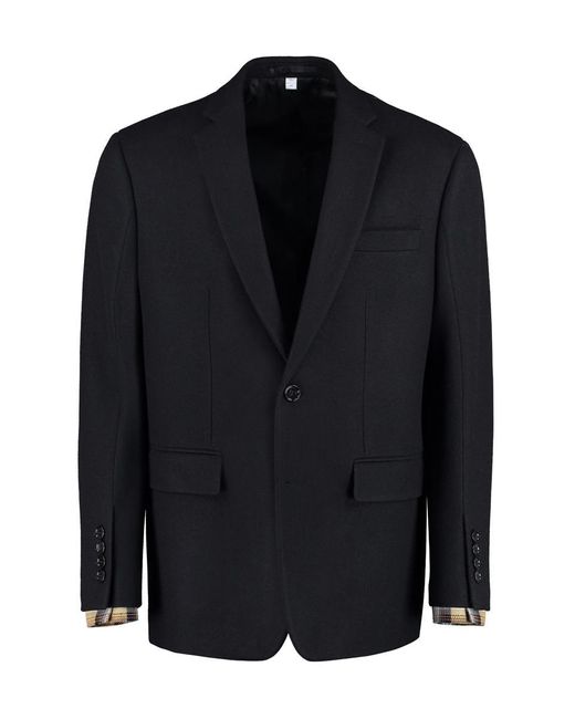 Burberry Black Single-Breasted Virgin Wool Jacket for men