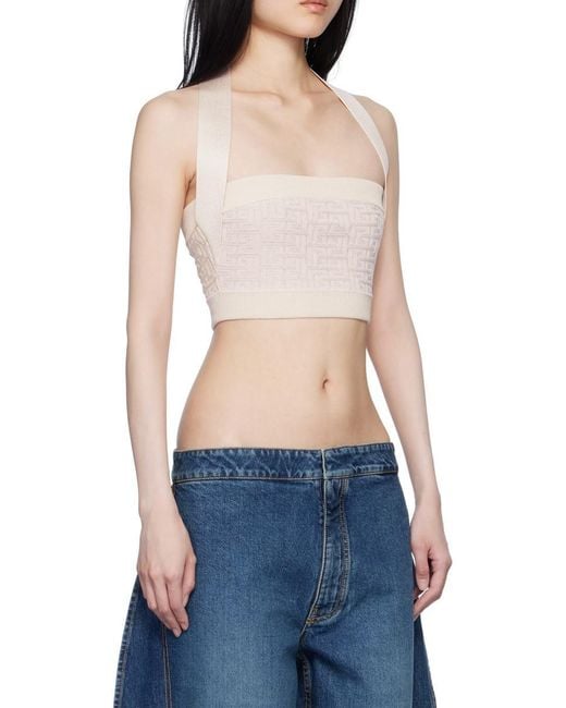 Balmain Blue Pb Labyrinth Open-Back Knit Top