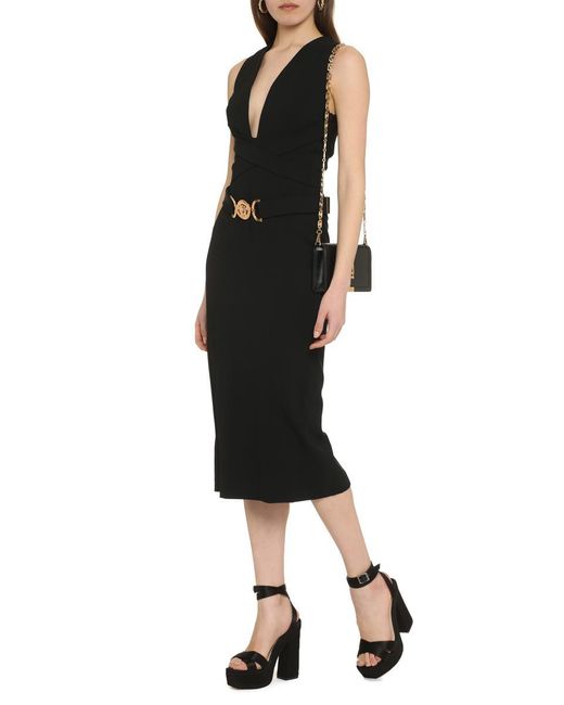 Versace Black Crepe Midi Dress