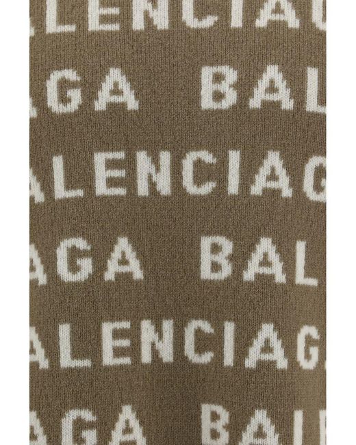 Balenciaga Brown Allover Logo Crewneck Sweater for men