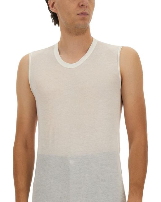 Rick Owens White Sleeveless Top With Gradient Effect And Relaxed Fit for men
