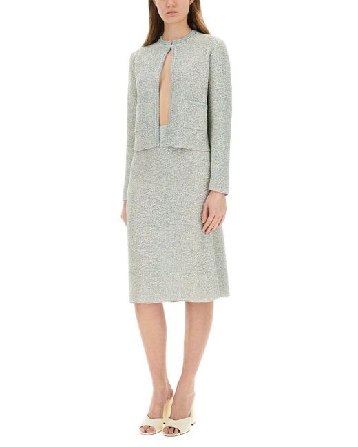 Fabiana Filippi Green Textured Tweed Midi Skirt