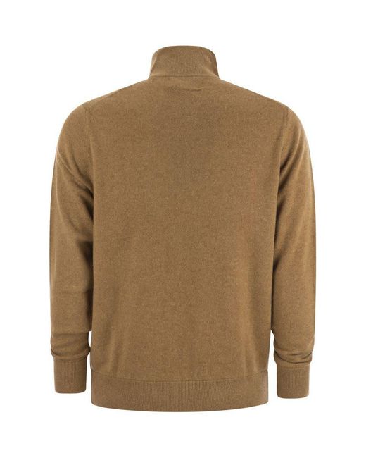 Polo Ralph Lauren Brown Wool Sweater With Zip for men