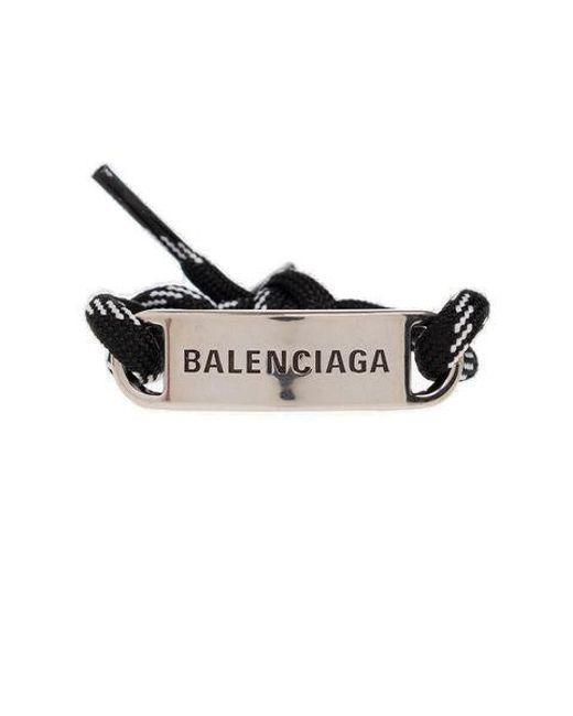 Balenciaga Multicolor Raffia Logo Plaque Bracelet for men