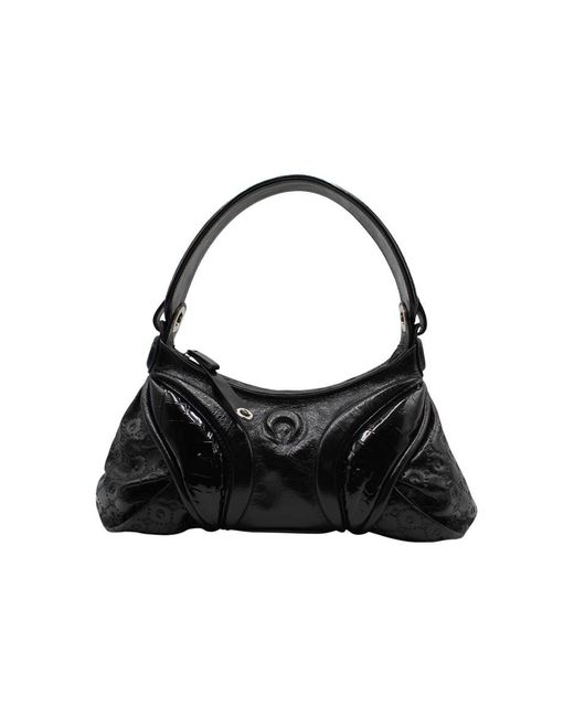MARINE SERRE Black Embossed Leather Futura Bags