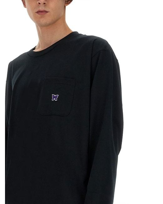 Needles Black T Shirt With Logo for men