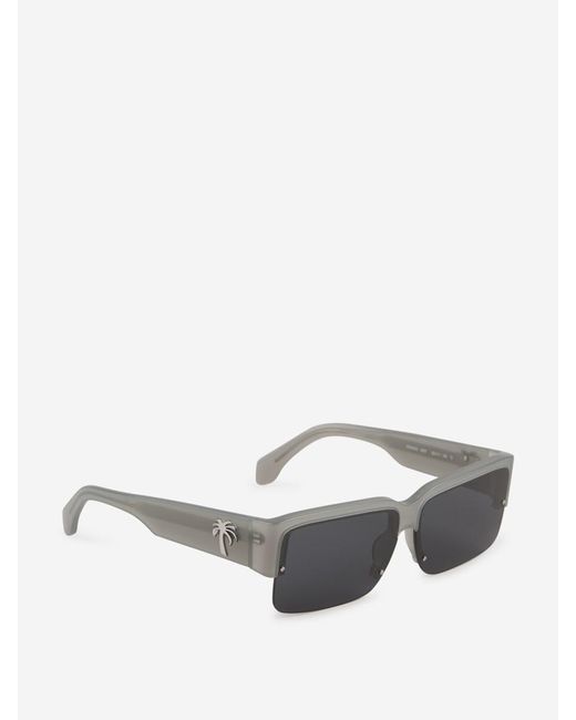 Palm Angels Gray Drain Rectangular Sunglasses for men