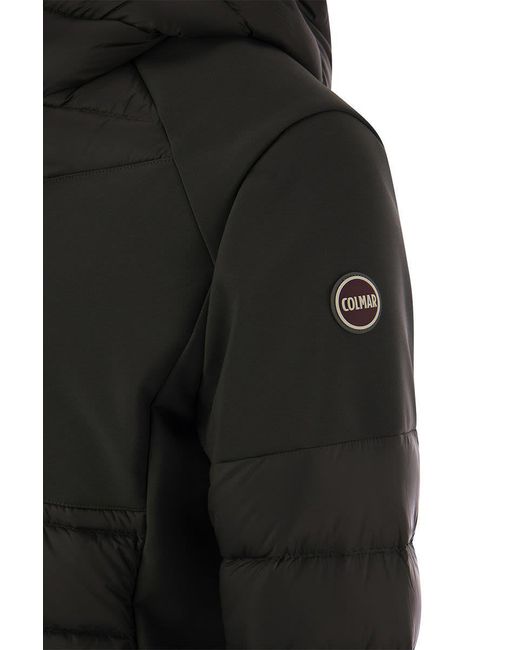 Colmar Black New Warrior - Hooded Down Jacket In Double Fabric for men