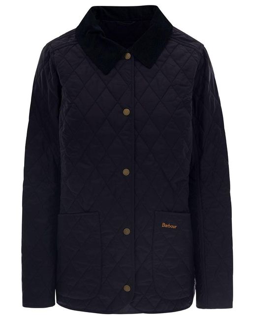 Barbour Navy E Quilted Jacket With Contrast Collar In Polyamide Woman ...