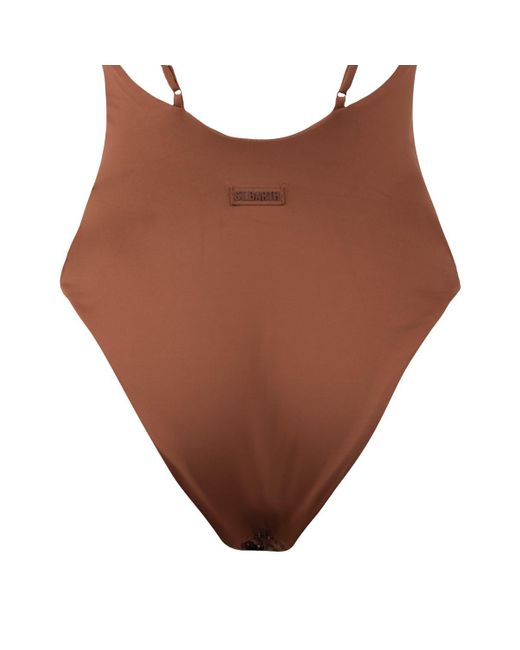 Saint Barth Brown One-Piece Swimsuit With Rhinestones