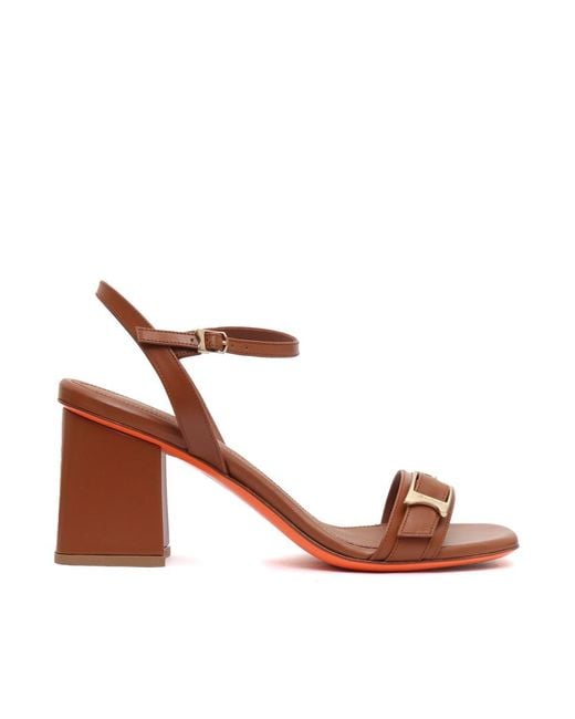 Santoni Brown High Sandals With Delicate Ankle Strap