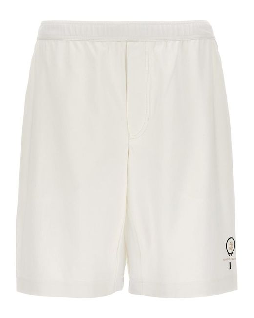 Brunello Cucinelli White Logo Embroidery Bermuda Shorts for men