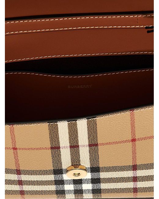 Burberry Hampshire Check-print Woven And Leather Shoulder Bag in Natural |  Lyst Australia