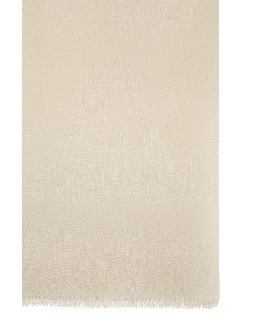 Max Mara White Eleonor - Wool, Silk And Linen Jacquard Stole