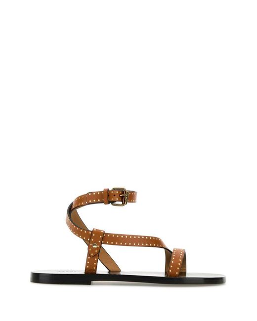 Isabel Marant White Camel Leather Jopee Sandals